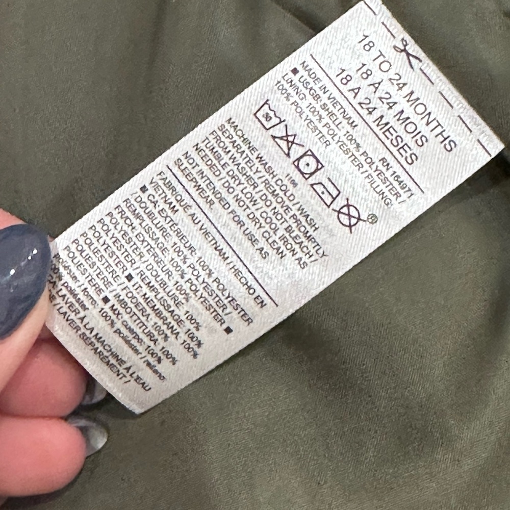 Janie & Jack Toddler Boys Olive Green Quilted Barn Vest 18-24 months NWT - Picture 6 of 6